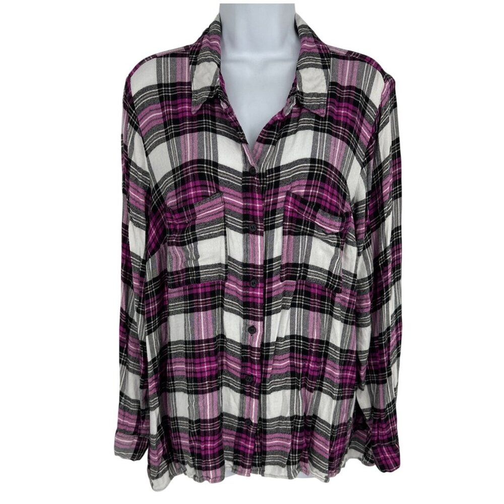 Lane Bryant Womens Long Sleeve Button-Up Shirt With Chest Pockets Size 18/20